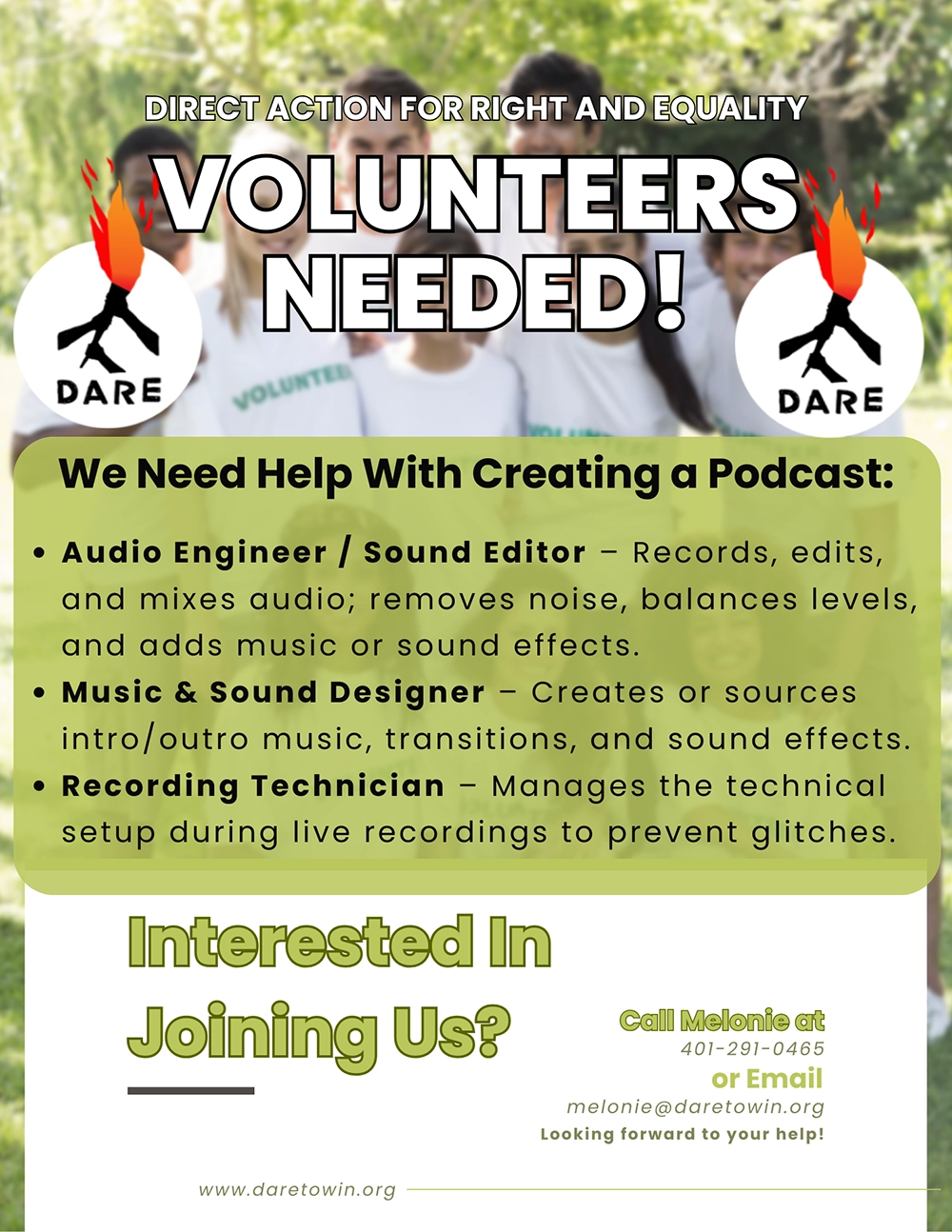 Volunteers needed!